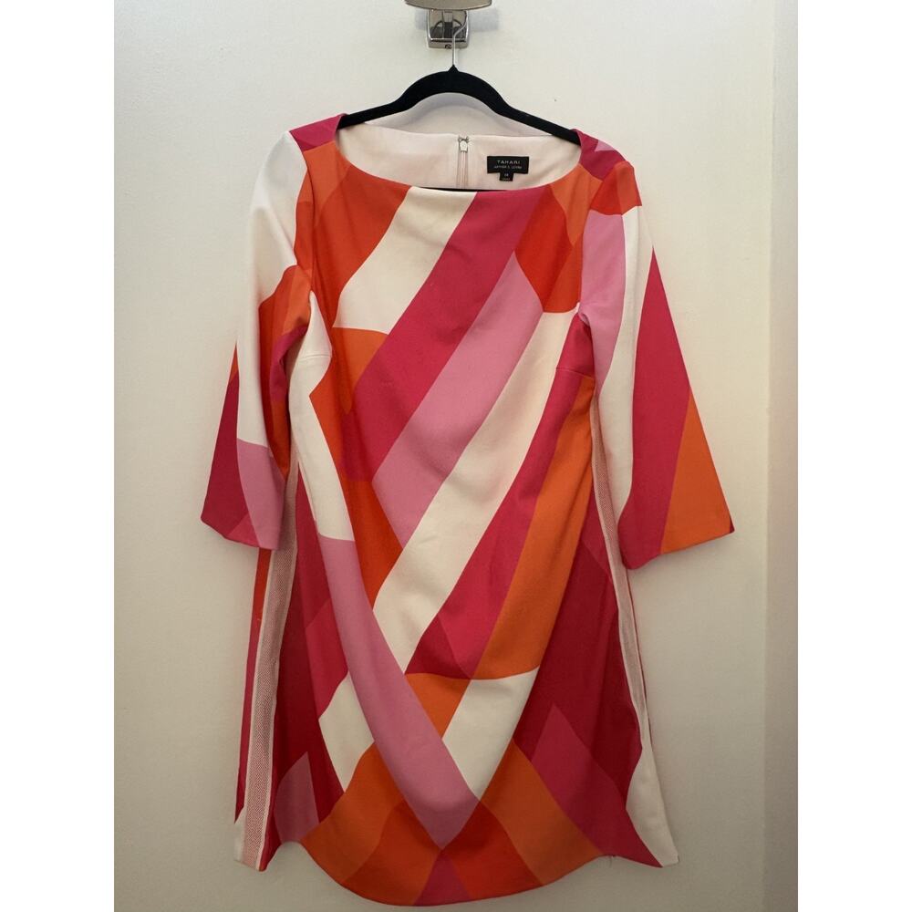 Tahari Arthur Levine Multicolor Shift Dress Size 14 NWT MSRP 128